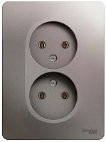 Розетка без заземления Systeme Electric Glossa 1-м. 2 мод. платина картинка